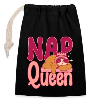 Sloth Nap queen - Verschließbarer Geschenkbeutel aus Baumwolle (14x20cm) - Schwarz - Vorne