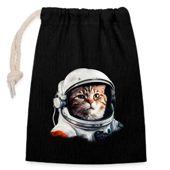Chat Astronaute Costume Space Cats - Sac cadeau en coton avec cordon (14 x 20 cm) - noir - Devant