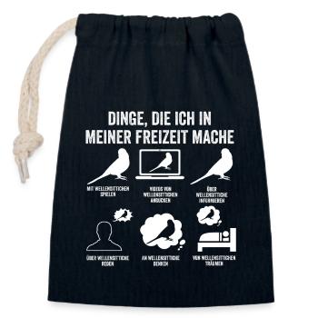 Vogel Sittch Wellensittich - Verschließbarer Geschenkbeutel aus Baumwolle (14x20cm) - Navy - Vorne