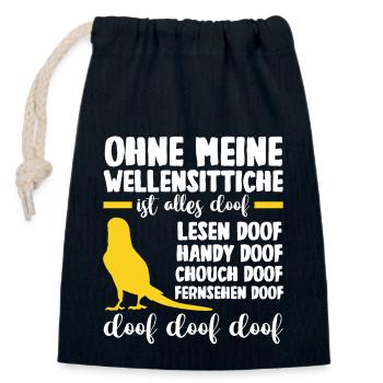 Vogel Sittch Wellensittich - Verschließbarer Geschenkbeutel aus Baumwolle (14x20cm) - Navy - Vorne