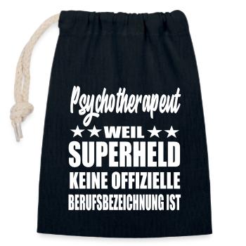 Psychsotherapeut Superheld Spruch - Verschließbarer Geschenkbeutel aus Baumwolle (14x20cm) - Navy - Vorne