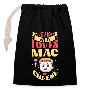 MAC AND CHEESE GIFT: powered by mac & cheese - Closable cotton gift bag (14x20cm) - black - Front