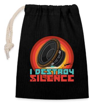 Subwoofer Analog Sound Sound Technician Saying - Closable cotton gift bag (14x20cm) - black - Front