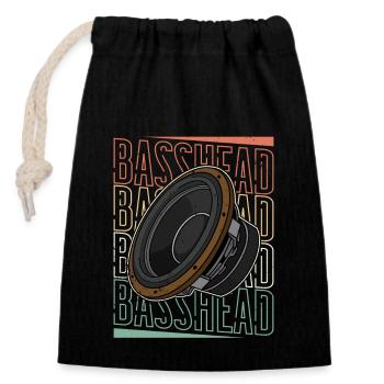 Sound Technician Subwoofer Analog Sound Saying - Closable cotton gift bag (14x20cm) - black - Front