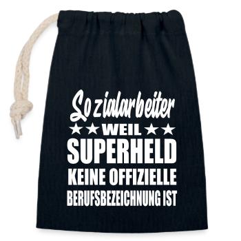 Sozialarbeiter Superheld Spruch - Verschließbarer Geschenkbeutel aus Baumwolle (14x20cm) - Navy - Vorne
