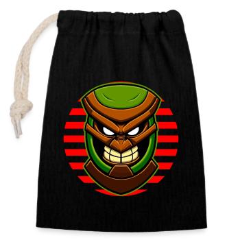 Tiki Statue - Sac cadeau en coton avec cordon (14 x 20 cm) - noir - Devant