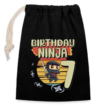 Birthday Ninja 7 Years Old Bday Party Gift - Verschließbarer Geschenkbeutel aus Baumwolle (14x20cm) - Schwarz - Vorne