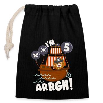 Birthday Pirate 5 Years Old Bday Party Gift Idea - Closable cotton gift bag (14x20cm) - black - Front