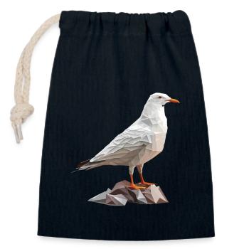 Polygon seagull on rocks - Closable cotton gift bag (14x20cm) - navy - Front