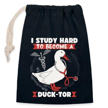 Medical Student, Doctor Joke Comic Duck Doctor Saying - Closable cotton gift bag (14x20cm) - navy - Front