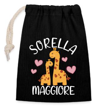 Sorella Maggiore Bambina Per Ragazze Giraffa - Verschließbarer Geschenkbeutel aus Baumwolle (14x20cm) - Schwarz - Vorne