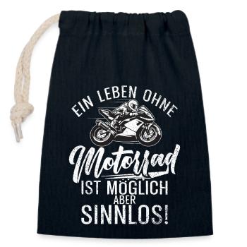 Ein Leben ohne Motorrad ist möglich aber sinnlos - Verschließbarer Geschenkbeutel aus Baumwolle (14x20cm) - Navy - Vorne