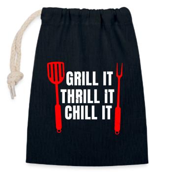 Funny BBQ Gift Idea - Closable cotton gift bag (14x20cm) - navy - Front