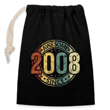 Génial depuis 2008 Retro Vintage Birthday - Sac cadeau en coton avec cordon (14 x 20 cm) - noir - Devant