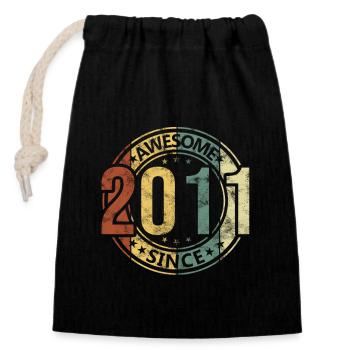 Awesome Since 2011 Retro Vintage Birthday - Closable cotton gift bag (14x20cm) - black - Front