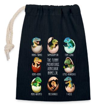 Baby dinos in the egg - Closable cotton gift bag (14x20cm) - navy - Front