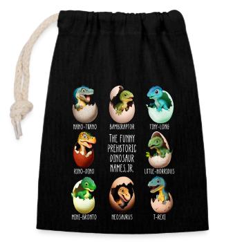 Baby dinos in the egg - Closable cotton gift bag (14x20cm) - black - Front