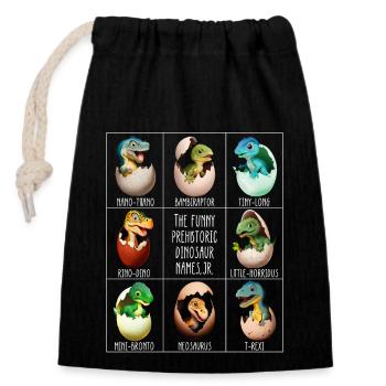 Baby dinosaur in the egg - Closable cotton gift bag (14x20cm) - black - Front