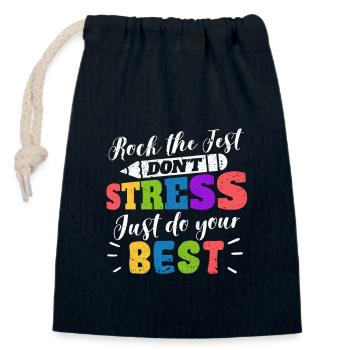 Rock The Test Pas de stress, faites de votre mieux Instructeur - Sac cadeau en coton avec cordon (14 x 20 cm) - bleu marine - Devant