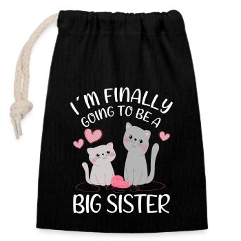Im Finally Going To Be A Big Sister Cats - Closable cotton gift bag (14x20cm) - black - Front
