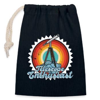 Stargazing Telescope Astronomers - Closable cotton gift bag (14x20cm) - navy - Front