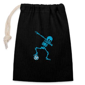 Funny Dab Dabbing Skeleton Water Polo Player - Closable cotton gift bag (14x20cm) - black - Front