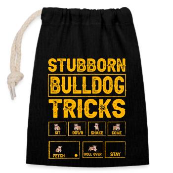 Stubborn Bulldog Tricks - Closable cotton gift bag (14x20cm) - black - Front