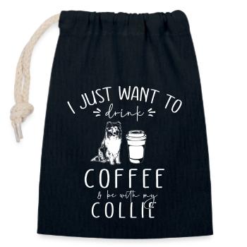 Longhair Collie Rough Collie Dog - Closable cotton gift bag (14x20cm) - navy - Front