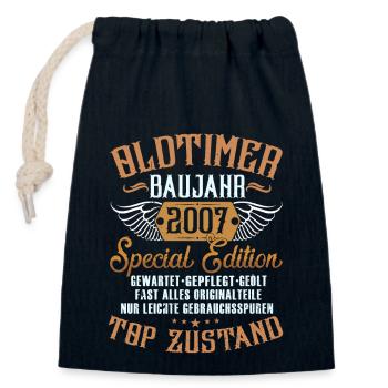2007 Geboren Geburtstag Oldtimer - Verschließbarer Geschenkbeutel aus Baumwolle (14x20cm) - Navy - Vorne
