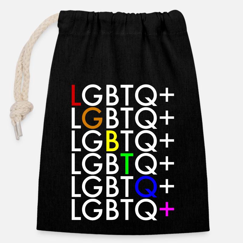 LGBTQ+ - Verschließbarer Geschenkbeutel aus Baumwolle (14x20cm) - Schwarz