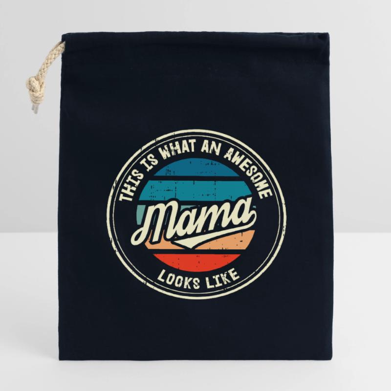 Bester Mama Muttertag Mutter Mom Retro Geschenk Verschließbarer Geschenkbeutel aus Baumwolle (14x20cm)