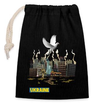 Guerre d’Ukraine - Sac cadeau en coton avec cordon (14 x 20 cm) - noir - Devant