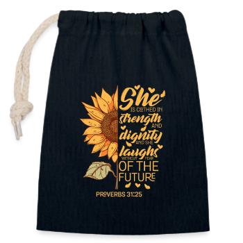 Christlicher Bibelvers Sonnenblumenliebhaber Sprichwort Cool - Verschließbarer Geschenkbeutel aus Baumwolle (14x20cm) - Navy - Vorne