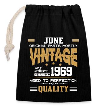 Vintage Aged To Perfection June 1969 - Closable cotton gift bag (14x20cm) - black - Front