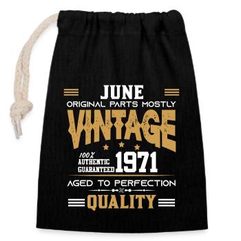 Vintage Aged To Perfection June 1971 - Closable cotton gift bag (14x20cm) - black - Front