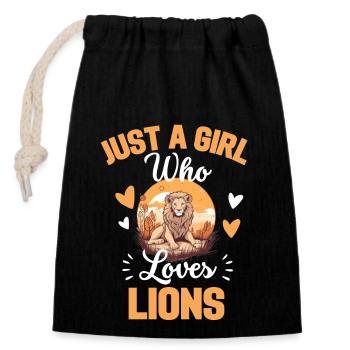Predator Africa Animal Lion Girl Gift Lion - Closable cotton gift bag (14x20cm) - black - Front