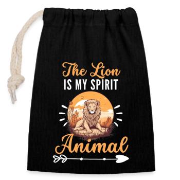 Predator African Animal Funny Gift Lion - Closable cotton gift bag (14x20cm) - black - Front