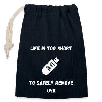 La vie est trop courte pour retirer l’USB en toute sécurité - Sac cadeau en coton avec cordon (14 x 20 cm) - bleu marine - Devant