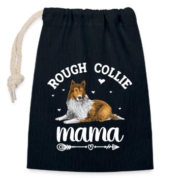Collie à poil long Chien Rough Collie - Sac cadeau en coton avec cordon (14 x 20 cm) - bleu marine - Devant