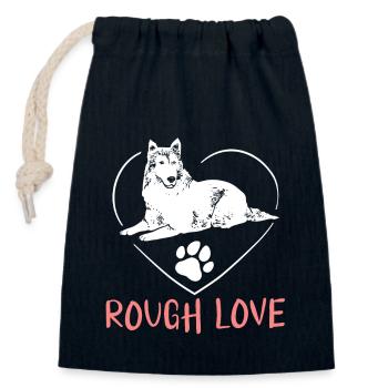 Longhair Collie Rough Collie Dog - Closable cotton gift bag (14x20cm) - navy - Front