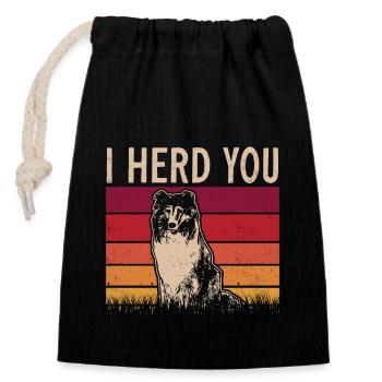 Longhair Collie Rough Collie Dog - Closable cotton gift bag (14x20cm) - black - Front