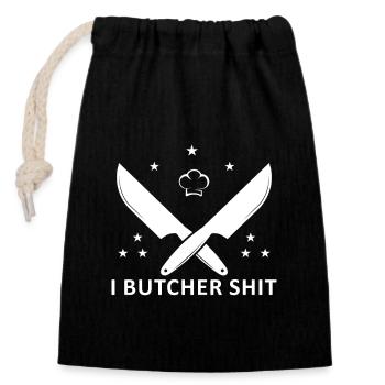 Butcher, Butcher, Meat, Meat Cutter - Closable cotton gift bag (14x20cm) - black - Front