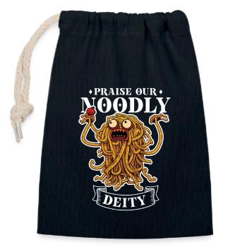 Atheistischer Atheismus Fliegende Spaghetti - Verschließbarer Geschenkbeutel aus Baumwolle (14x20cm) - Navy - Vorne