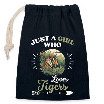 Zoo Tier Tiger Frauen Mädchen Geschenk Tiger - Verschließbarer Geschenkbeutel aus Baumwolle (14x20cm) - Navy - Vorne