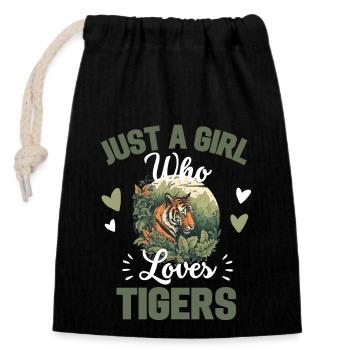 Tiger Mädchen Geschenk Raubtier Frauen Tiger - Verschließbarer Geschenkbeutel aus Baumwolle (14x20cm) - Schwarz - Vorne