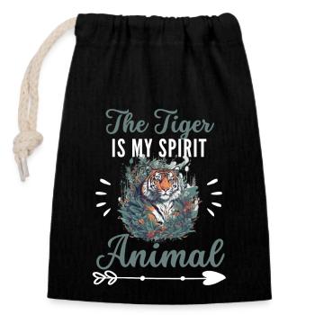 Predator Animal Lover Funny Gift Tiger - Closable cotton gift bag (14x20cm) - black - Front