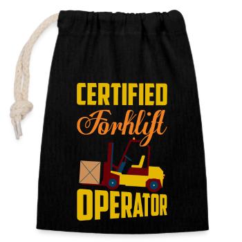 Certified Forklift Operator Lifting Warehouse - Verschließbarer Geschenkbeutel aus Baumwolle (14x20cm) - Schwarz - Vorne