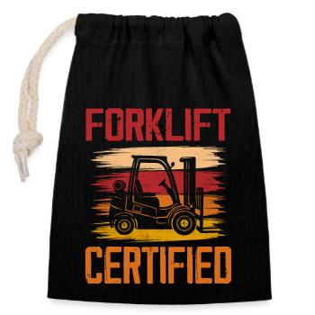 Forklift Certified Operator Forklifter Driver - Verschließbarer Geschenkbeutel aus Baumwolle (14x20cm) - Schwarz - Vorne