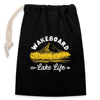 Lake Life Wakeboard Drôle d’amateurs de wakeboard - Sac cadeau en coton avec cordon (14 x 20 cm) - noir - Devant