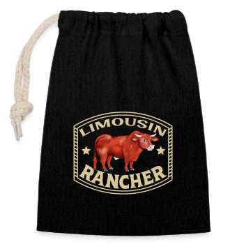 Limousin Rind - Limousin Rancher - Verschließbarer Geschenkbeutel aus Baumwolle (14x20cm) - Schwarz - Vorne
